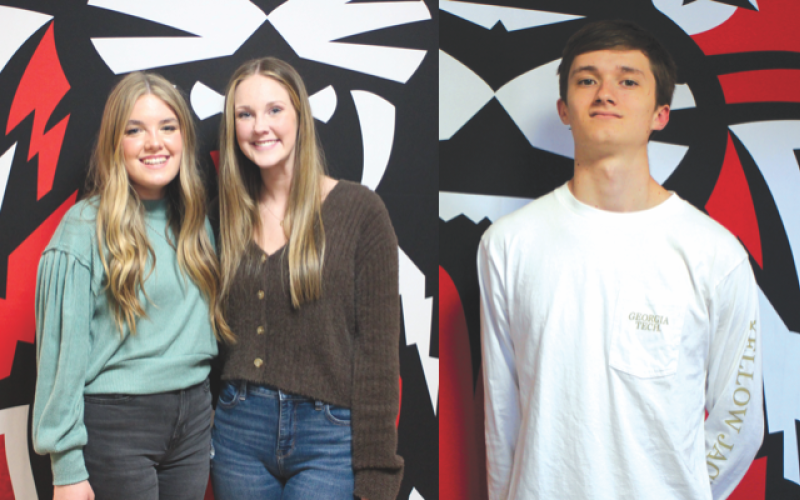 Megan Broome/The Clayton Tribune. Jaycee Weber (left) is the Rabun County High School Valedictorian for the Class of 2022; Aidan Thompson is Salutatorian and Loren Stiles is this year’s Historian as the RCHS graduation is set for May 27 at Frank Snyder Memorial Stadium.