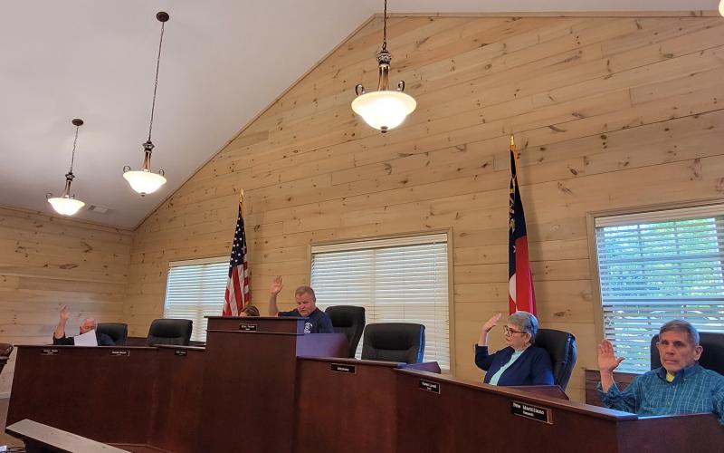 Megan Broome/The Clayton Tribune. Tiger Town Council members vote to pass a moratorium on non-traditional developments, effective until Oct. 1, 2022.