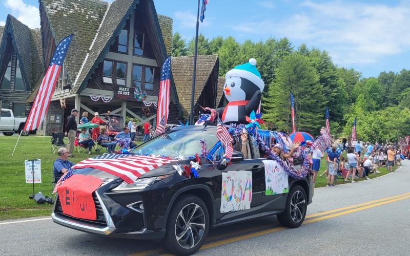 Megan Broome/The Clayton Tribune. Patriotic vehicles were featured in Sky Valley during the Grand Parade.