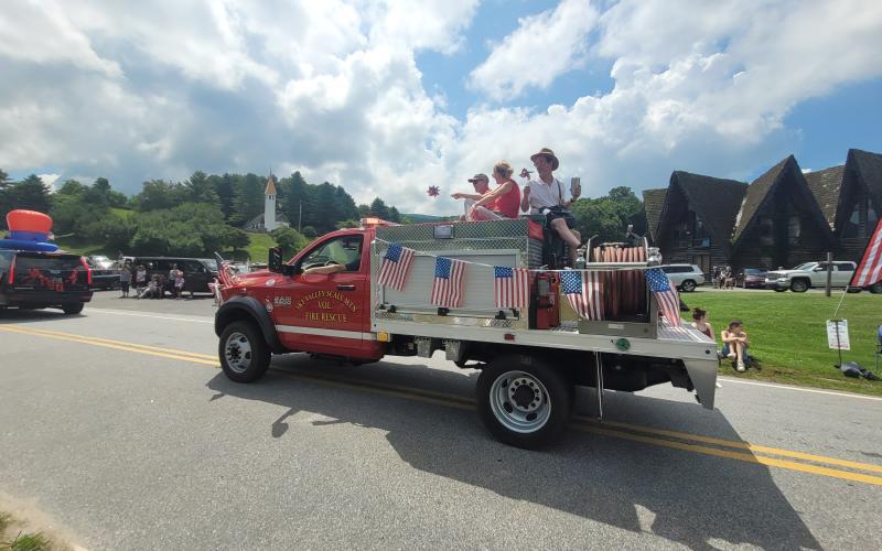 Megan Broome/The Clayton Tribune.  Sky Valley residents and visitors show their American pride during Sky Valley’s annual Grand Parade July 2.