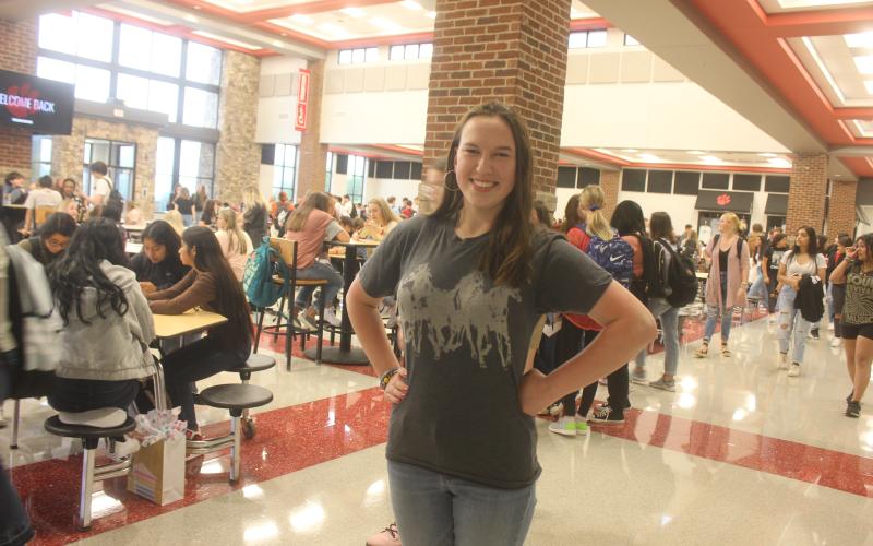 Megan Broome/The Clayton Tribune. Leizle Mason is excited for her first day of 11th grade at Rabun County High School on Aug. 5.