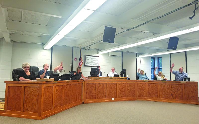 Megan Broome/The Clayton Tribune. Clayton City Council members vote unanimously at Tuesday’s meeting to approve the 2022 millage rollback rate of 7.781. The 2021 millage rate was 8.566.