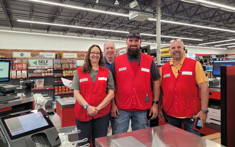 Megan Broome/The Clayton Tribune. Megan Broome/The Clayton Tribune. Angie Remsen, Greg Rutt, Tractor Supply District Manager, Store Manager Chris Menius, and Doug Larocco are looking forward to helping customers at the new Tractor Supply Co. store location in Clayton. Tractor Supply, Co. held its Grand Opening and Ribbon Cutting event with Forward Rabun and the Rabun County Chamber of Commerce on July 29. The new store features a greenhouse and dog/pet washing station.