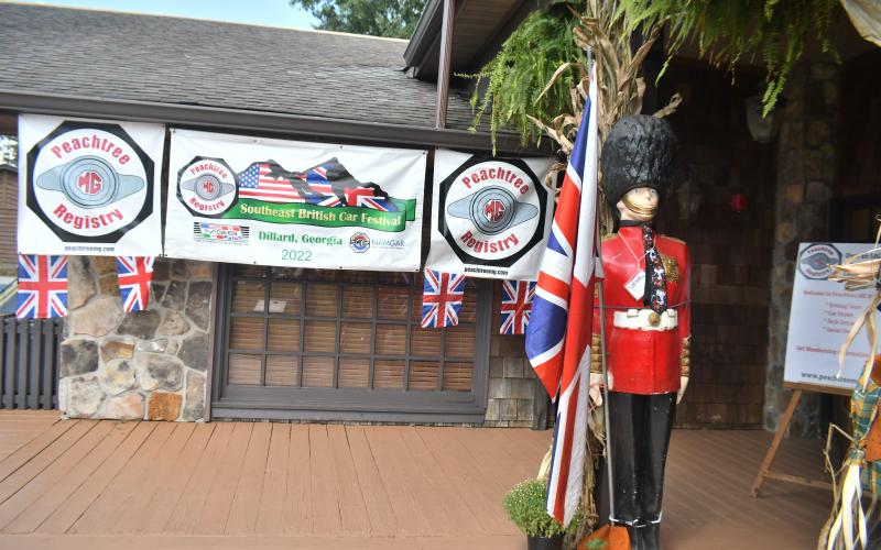 Megan Broome/The Clayton Tribune. British Soldier Nigel oversees the festivities at the Southeast British Car Festival held at The Dillard House on Saturday, Sept. 17.