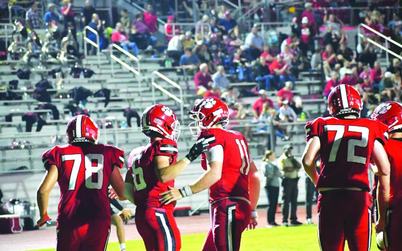 Luke Morey/ The Clayton Tribune. Senior Jaden Gibson (left) and senior Keegan Stover have been best friends since middle school. Through three games, the duo have connected for 8 touchdowns on 25 targets for 493 yards. Gibson is averaging 164.3 yards per game while Stover is averaging a career-high 321 yards per game with 4.3 touchdowns per game.