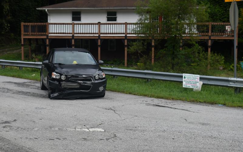 Megan Broome/The Clayton Tribune. One of the vehicles involved in a four-vehicle crash on Georgia 15 at File Street near George Eller Curve in Mountain City September 5.