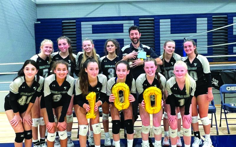 TFS Athletics. The Tallulah Falls varsity volleyball team celebrates Coach Matt Heyl’s 100 career wins with TFS. Heyl has led the squad to three 20-plus win seasons, including a school record 31 wins in 2018.
