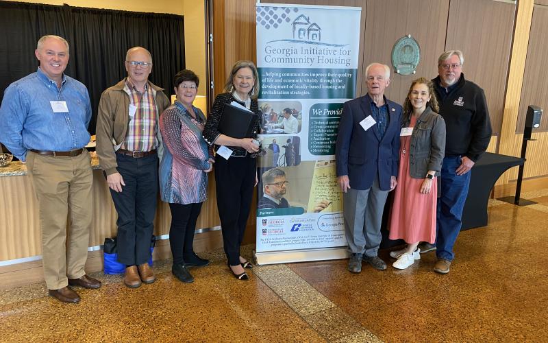 Submitted photo. Rabun County Director of Development Rick Story, left; Don Martin; Barbara Anderson; Pete Cleaveland; Jeanine Marlow; and John Scaduto attend the GICH conference in Cartersville, Ga., recently with the GICH facilitator.
