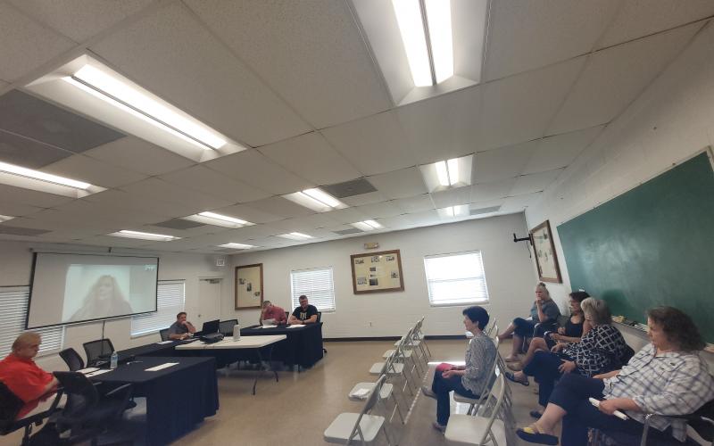 Megan Broome/The Clayton Tribune. Residents and council members attend the first public hearing of the FY 2022 proposed millage rate increase on Aug. 25. Residents attended in person and via teleconference. The proposed millage rate is 6.620 mills.