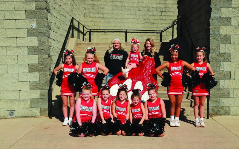 10U cheerleaders, coached by Mary Walden: Anna Arnold; Kinley Burtch; Harley Carpenter; Peyton C. Jones; Peyton Jones; Addison Justice; Sarah Smith; Mary Vestal; Rylee Vestal; and Michaela Wilburn.