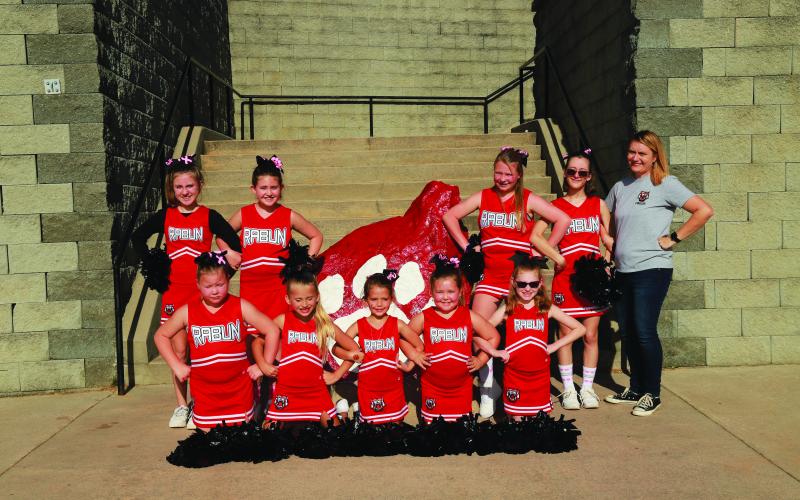 11U cheerleaders, coached by Tiffany Prescott: Safayah Arace; Lyla Bleckley; Abbigail Boggs; Aisleigh Hibberts; Rebecca Moon; Katelyn Pitts; Cora Shipman; Hailey Watkins; Allie Watkins; Josie Watkins; and Davanee Welch.