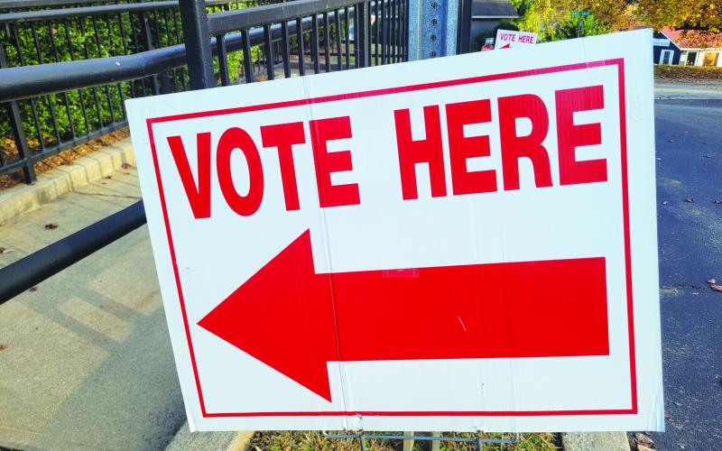 Megan Broome/The Clayton Tribune. Hundreds have followed the signs outside the Rabun County Board of Elections office to vote early before the Nov. 8 election.