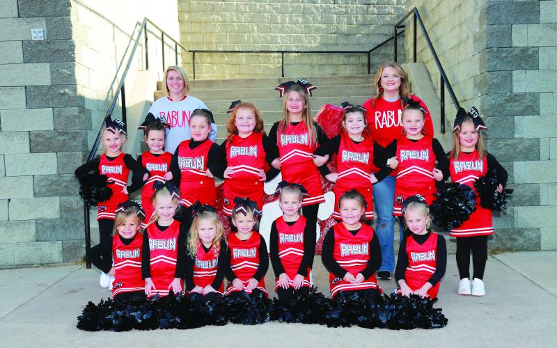 7U cheerleaders, coached by Brittani Chamblee: Sophie Chamblee; Rhys Coalley; Jones Couey; Lianna English; Georgia Frankum; Evelynn Garner; Lakin Griffin; Brynlee Hunnicutt; Raelyn Hunnicutt; Maely James; Tenley James; Kylie Jarrard; Emmaleigh Matthis; Marley Miles; Alyssa Savage; and Zoeie Taylor.