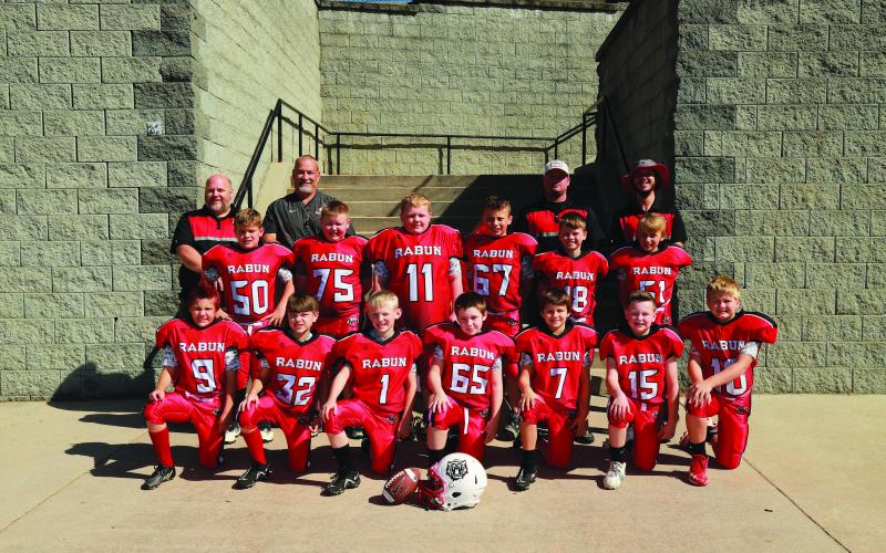 9U FOOTBALL: Cason Adams; Michael Alonso; Andrew Bragg; Seth Broduer; Parker Cavender; Brycen Deason; Cole Dulicai; Silas Gaston; Jameson Grindle; Noah Hinkle; Gunner Littrell; Cameron Marshall; Bentley Ramey; and Dominic Sheppard.