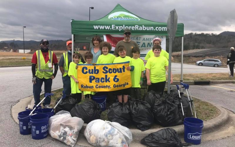 Photo courtesy of the Forward Rabun/ Rabun County Chamber of Commerce. Cub Scout Pack 6 works with Keep Rabun Beautiful, an affiliate of Keep America Beautiful and Keep Rabun Beautiful.