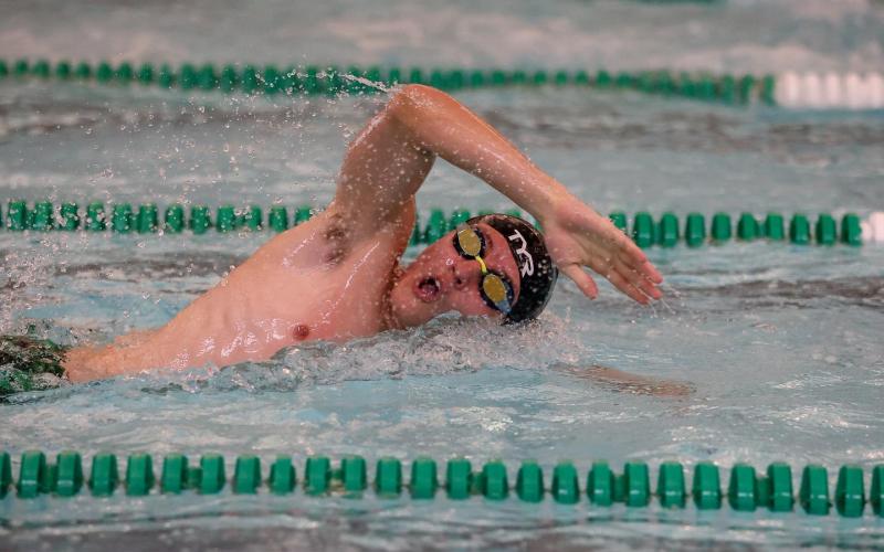 TFS Athletics. Tallulah Falls senior Nelson Wilkerson swims in the Fall Frenzy last week.