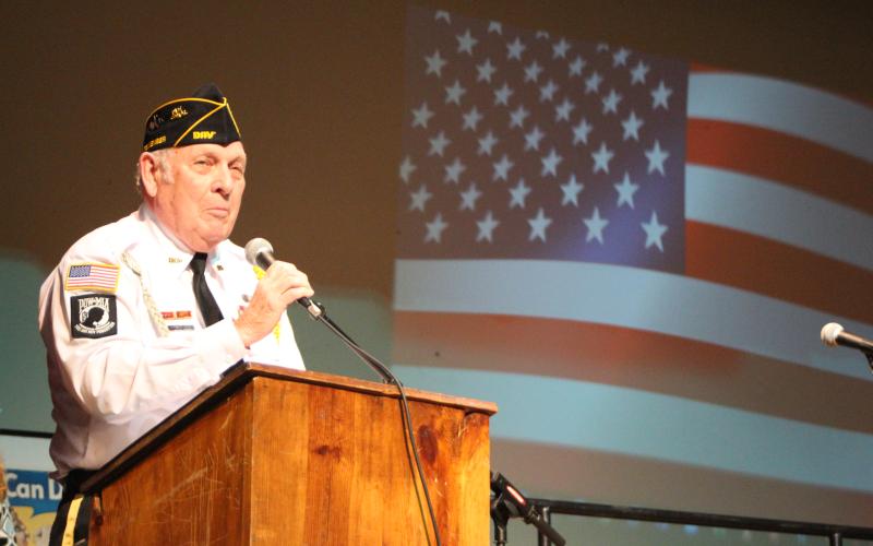 Megan Broome/The Clayton Tribune. Doug Wayne, commander DAV Chapter, speaks at the Veterans Appreciation Dinner Nov. 11, 2021.