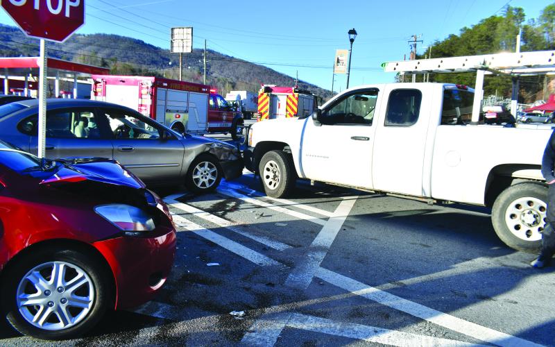 Megan Broome/The Clayton Tribune. Minor injuries were reported in a three-vehicle crash at the Georgia 15 intersection of Ramey Blvd. and Ingles Nov. 28.
