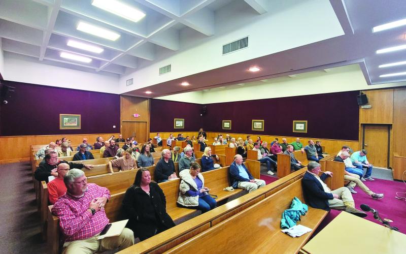 Megan Broome/The Clayton Tribune. Crowds attended the Rabun County Board of Commissioners meeting on Nov. 29 for the first reading of the eventually passed Short-term Rental Ordinance. The ordinance was passed on Dec. 27.