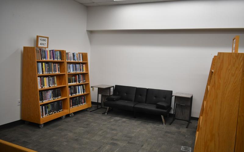 Megan Broome/The Clayton Tribune. A lounge section for Young Adults is one of the new features that will be available to patrons when the Rabun County Public Library opens back up fully Feb. 6. The library has been closed since December for renovations due to significant water damage from a burst pipe when freezing temperatures hit Rabun County over the Christmas holiday weekend.