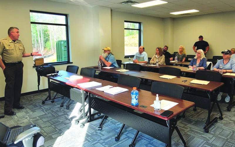 Megan Broome/The Clayton Tribune. Rabun County Sheriff Chad Nichols speaks to citizens at a Rabun County Sheriff’s Office Citizens Academy earlier this year. The next academy is slated for March 9-April 27 every Thursday from 6-9 p.m.