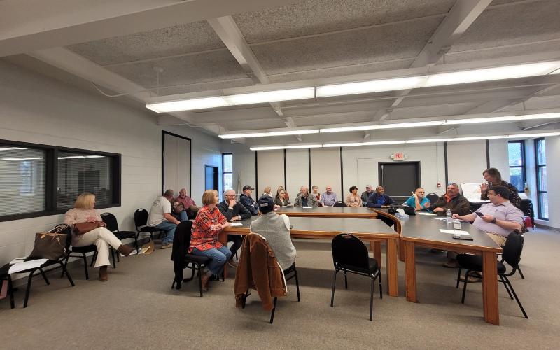 Megan Broome/The Clayton Tribune. Several community members pack into the courtroom at Clayton City Hall to attend Tuesday’s city council meeting and ask questions of city officials about the future of affordable housing in Clayton.