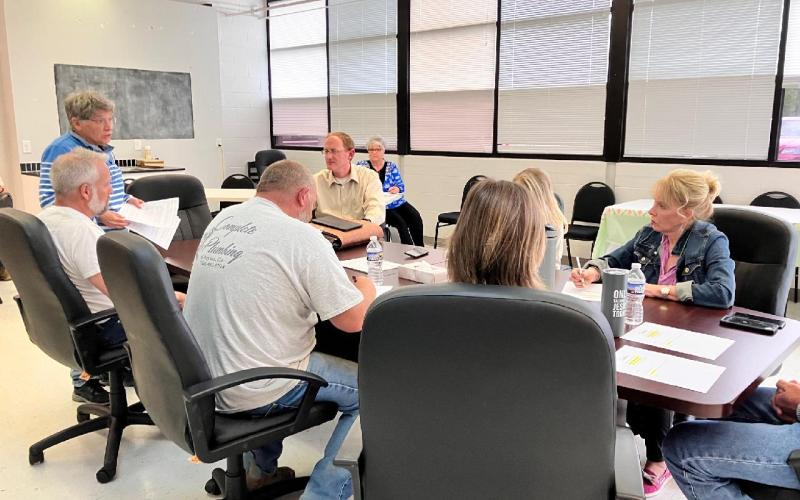 Megan Broome/The Clayton Tribune. Dee Daley speaks to Clayton City Council members before they go into closed session at a special called meeting Tuesday, April 25.