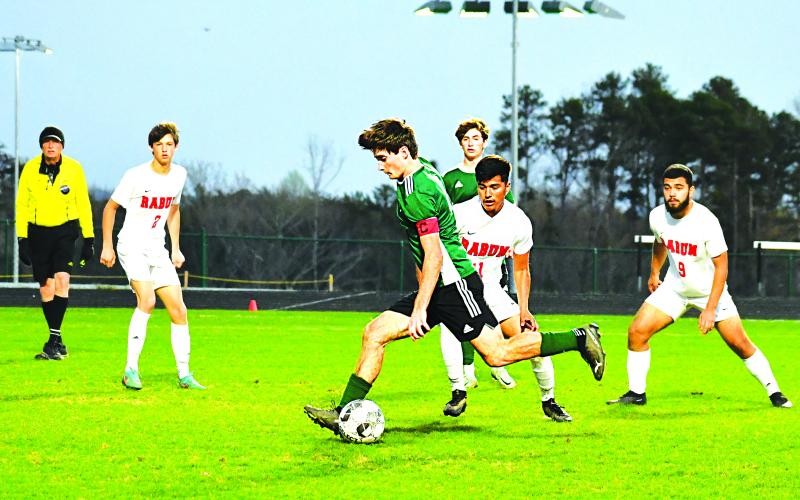 Luke Morey/The Clayton Tribune. Tallulah Falls senior Jake Hall    scored two goals for the Indians       in the final game of the season.     The Indians take on Dalton Academy on Wednesday, April 12.
