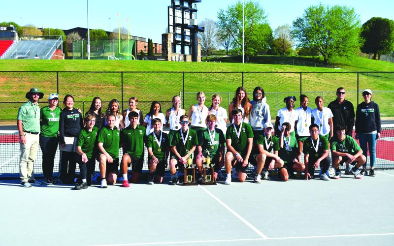 Luke Morey/The Clayton Tribune. On April 12, the Tallulah Falls boys and girls tennis teams both secured region titles with victories over Rabun County. The girls won 3-0 thanks to three victories by their singles players, while the boys went into a tiebreak set in No. 1 doubles to secure the 3-1 victory. The TFS tennis teams are now No. 1 seeds entering the GHSA state playoffs, with the girls taking on Armuchee and the boys hosting Pepperell.