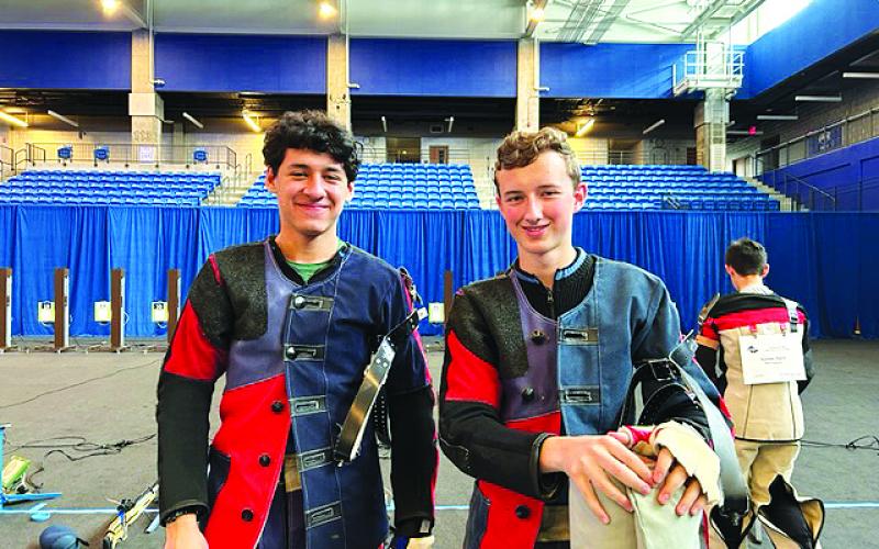 TFS Athletics. Juniors Marc Crotta (left) and Joseph McGahee were two of the top three finishers for Tallulah Falls at the precision rifle state championships.