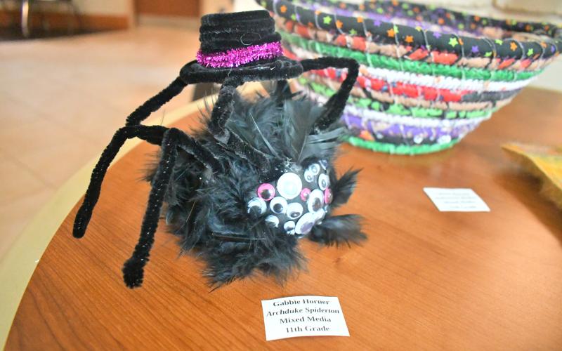 Junior Gabbie Horner created this mixed media art piece titled “Archduke Spiderton.”