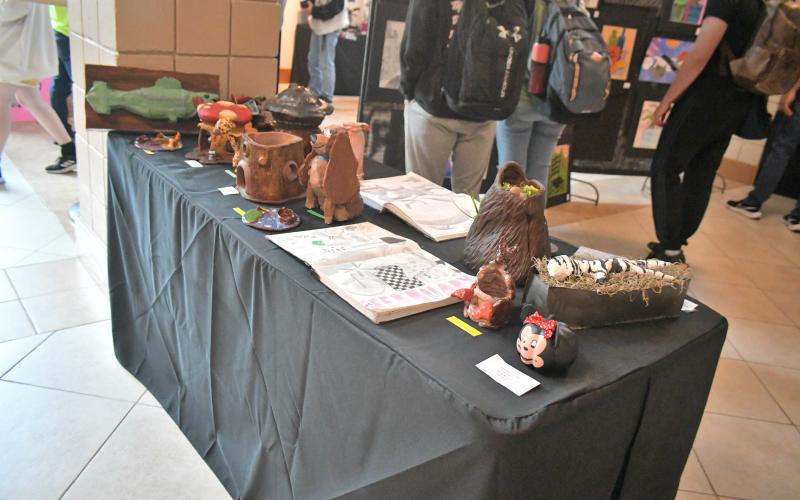 Megan Broome/The Clayton Tribune. RCMS and RCHS students showcase their art at the end-of-the-year art showcase in the FAB Friday, May 12.