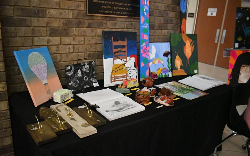 Megan Broome/The Clayton Tribune. RCMS and RCHS students showcase their art at the end-of-the-year art showcase in the FAB Friday, May 12.