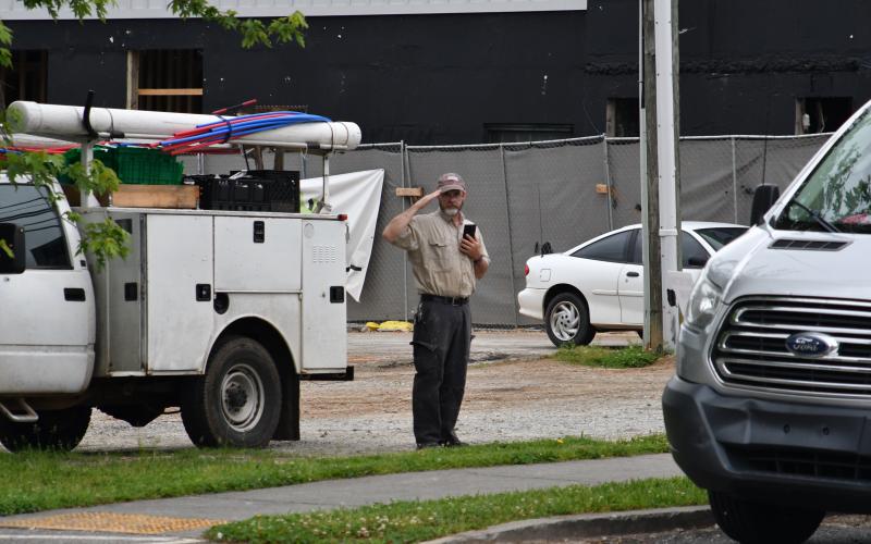 Enoch Autry/The Clayton Tribune. Residents in Tiger and throughout the county waved American flags and said “thanks for serving” to those who drove in the Armed Forces Day Convoy on May 20.