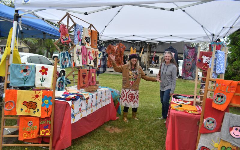 Megan Broome/The Clayton Tribune. Mavis Stevens with Last Chance Trailer Park is excited to share her creations with the community at Dinglerfest Saturday, May 6. Also pictured is Mary Gayle Wright.