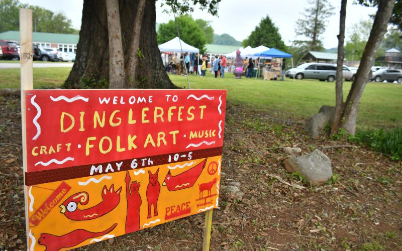 Megan Broome/The Clayton Tribune. A colorful sign showed people the way to the Dinglerfest weekend event.
