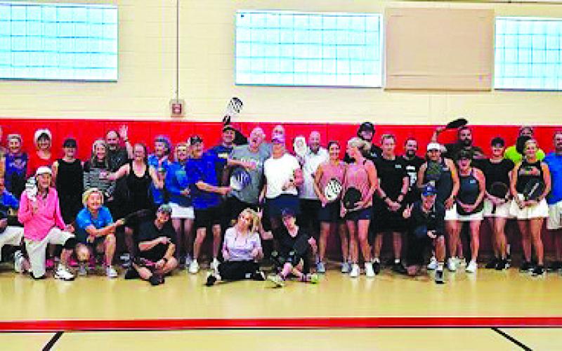 Submitted photo. Forty total pickleball players -- 20 from Rabun County and 20 from Habersham -- combined for the Battle of the Gorge. During the event, the Rabun Pickleball Club raised money for the Sid Weber Memorial Cancer Fund. Between the 40 participants and the spectators, the group raised $864 for the memorial fund.