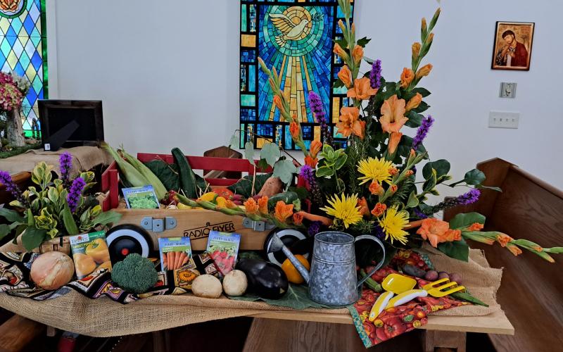 Megan Broome/The Clayton Tribune. A colorful harvest was displayed at St. James Episcopal Church last Friday and Saturday.