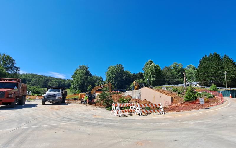 Tom Adams Construction, of Rabun Gap, works to demolish the Rabun County Golf Club building. Demolition is underway after the strength of the building was compromised following a Dec. 23, 2021, structure fire. The building will be built back similarly with the golf carts relocated to the maintenance shed.