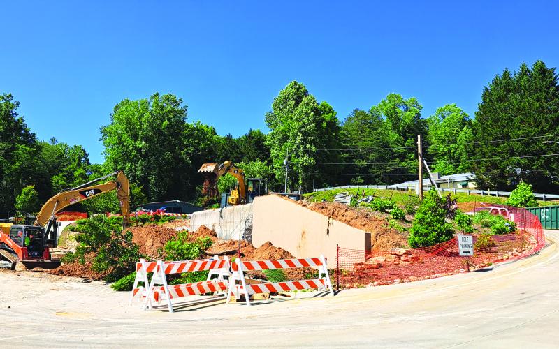Tom Adams Construction, of Rabun Gap, works to demolish the Rabun County Golf Club building. Demolition is underway after the strength of the building was compromised following a Dec. 23, 2021, structure fire. The building will be built back similarly with the golf carts relocated to the maintenance shed.