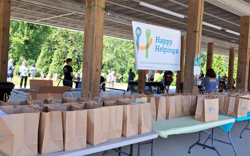 Megan Broome/The Clayton Tribune. Healthy lunches were served during the Happy Helpings, Georgia’s Food Service Program for Kids, kickoff at the pavilions behind the Rabun County Public Library June 13.
