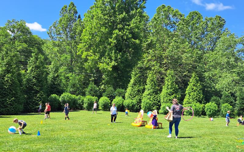 Megan Broome/The Clayton Tribune. Children enjoy many fun activities outside during the Happy Helpings launch, Georgia’s Food Service Program for Kids, at the pavilions behind Rabun County Public Library June 13.