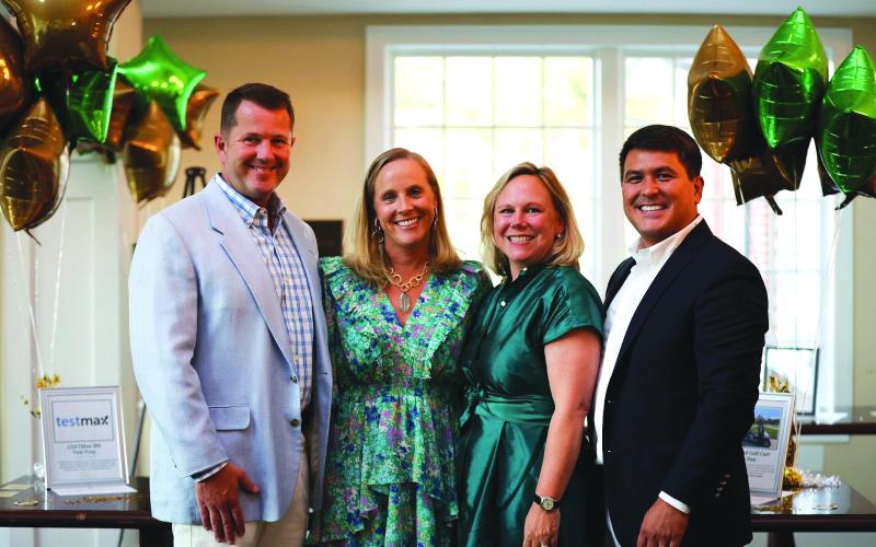 Photo courtesy Rabun Gap-Nacoochee School. Frank and Bethany Weisser (left) and Sarah and Jonathon Barge at the Green and Gold Gala at Rabun Gap-Nacoochee School as Bethany and Sarah served as co-chairs on the gala’s volunteer committee.