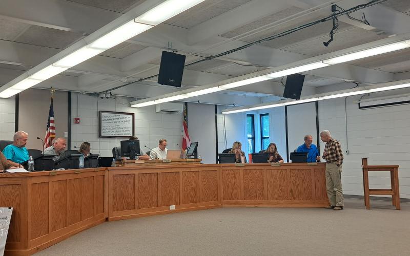 Megan Horn/The Clayton Tribune. Clayton resident Charles Mobley speaks to Clayton council members at Tuesday’s meeting during a work session that allowed for public comment. Mobley asked council members if they would consider a historic designation of buildings and places , specifically in the Picket Hill Street area.