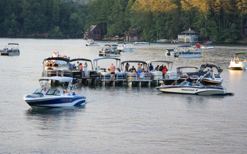 Photo courtesy Melissa Elzey. Many people set sail on their boats Labor Day weekend to enjoy a Lake Burton concert featuring the band Common Ground Saturday, Sept. 2.