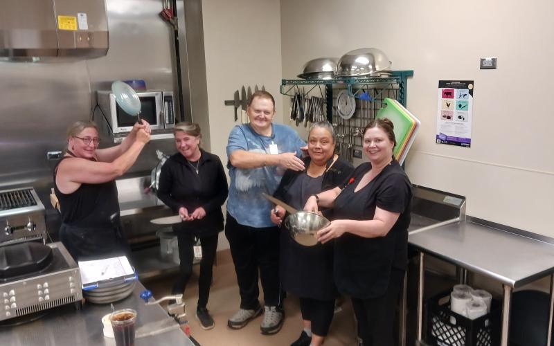 Submitted. Mountain Lakes Medical Center Food Services staff recently received their third 100 percent score on their Health Department Inspection. Pictured are Sherri Gaglio; Julie Freck; David Scott; Monica Silva; and Marsha Munoz.