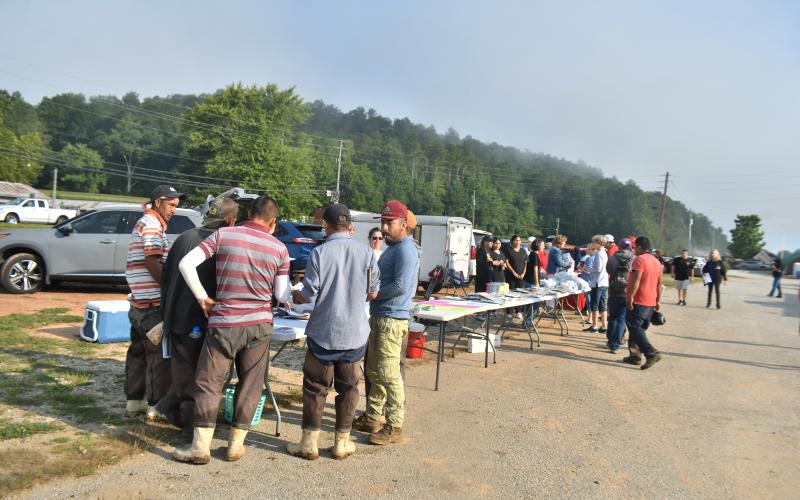 Megan Horn/The Clayton Tribune. An information health fair for migrant workers and families was held Aug. 19 and had a huge turnout. The event was organized by Rabun County Schools in conjunction with Osage Farms and other organizations.