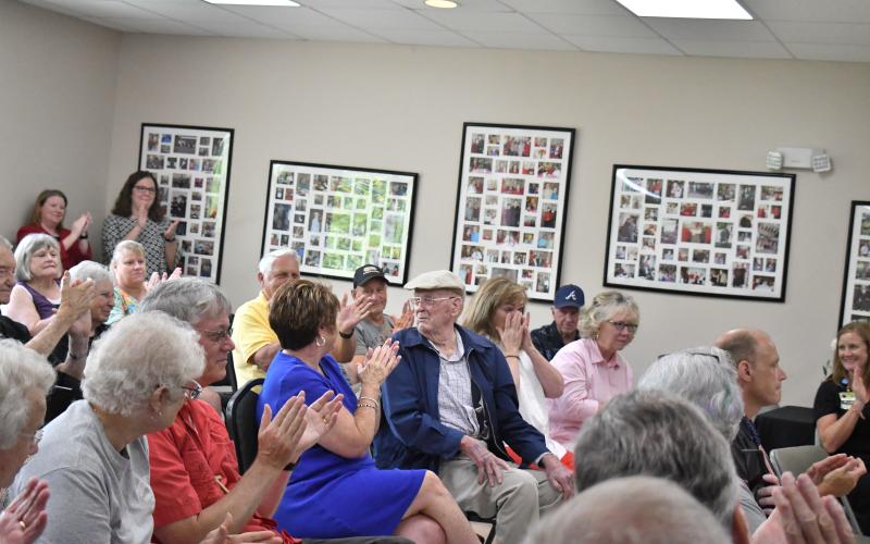 Megan Horn/The Clayton Tribune. Daniel “Jack” Smith with daughters Gail Hopper, Tina Johnson and Cami Francis during the Stroke Awareness presentation last month.
