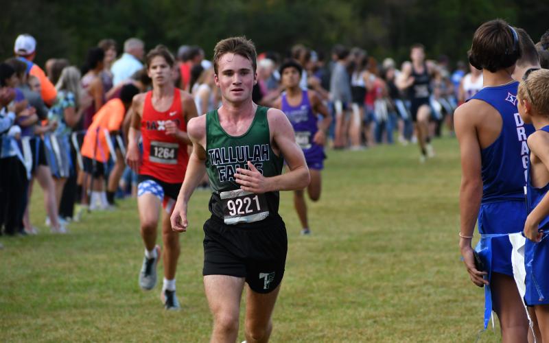 Wade Cheek/The Clayton Tribune. Tallulah Falls School junior Timothy Beck was the 58th runner to finish in last Thursday’s Mountain Invitational boys 5,000-meter race.