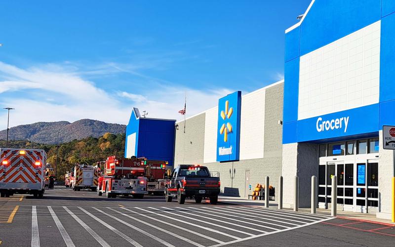 Megan Horn/The Clayton Tribune. Rabun County Fire Services Stations 1,4,6 and 12 along with other emergency personnel responded to Walmart in Clayton when the Vision Center began filling up with smoke and there was a smell of a possible electrical fire. The store and parking lot were evacuated as firefighters investigated.